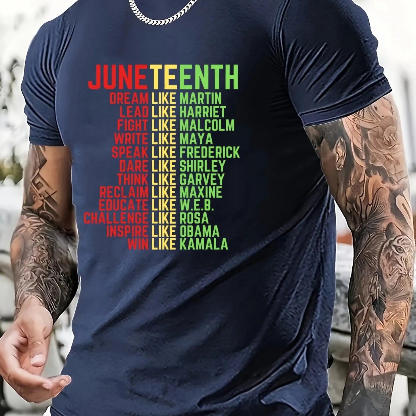 Oversized Men’s Juneteenth T-Shirt – Trendy Summer Casual O-Neck Short Sleeve Tee for Outdoor Sports