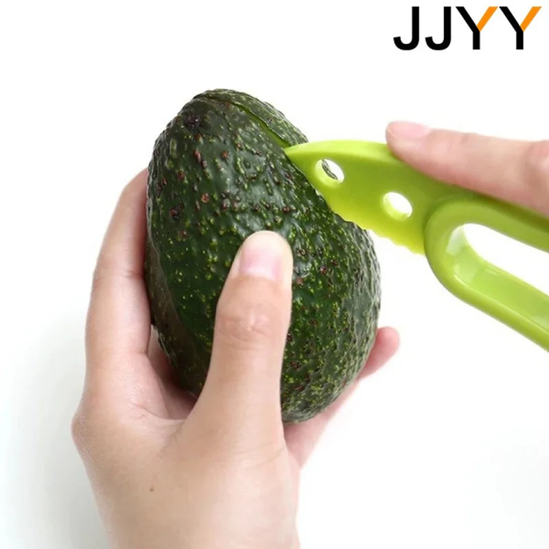 JJYY 3-in-1 Avocado Slicer: Shea Corer, Butter Fruit Peeler, Cutter & Pulp Separator - Plastic Kitchen Vegetable Tool