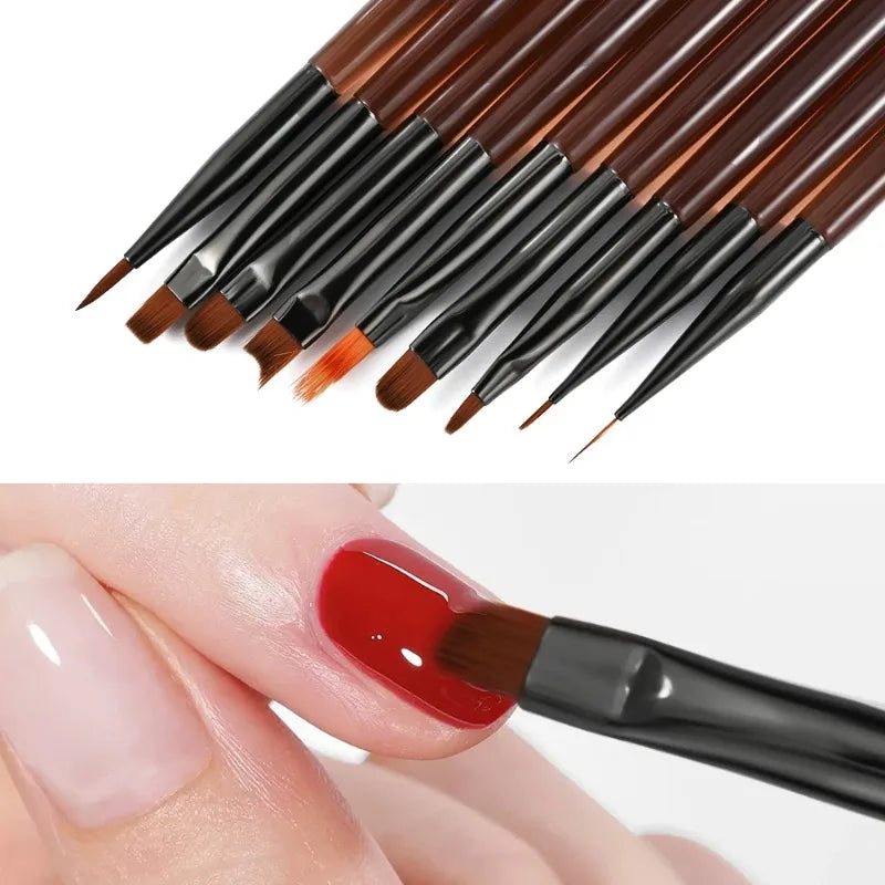 9PCS UV Gel Nail Brush Set – Liner DIY Painting Pen, Acrylic Drawing Brush for Nail Art Design & Tip Display Tools