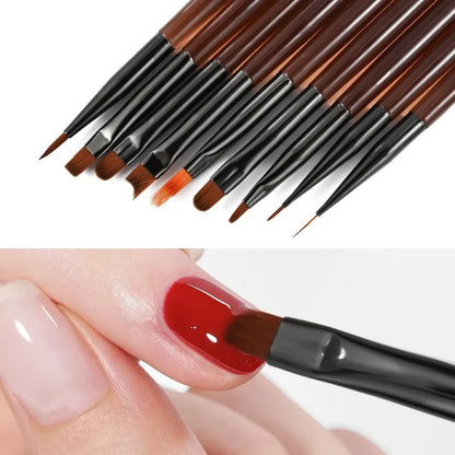 9PCS UV Gel Nail Brush Set – Liner DIY Painting Pen, Acrylic Drawing Brush for Nail Art Design & Tip Display Tools