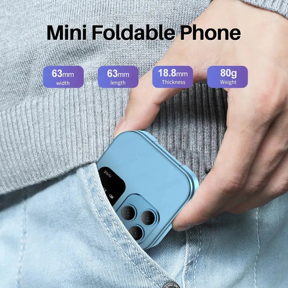 SERVO I16 Pro Mini Fold Mobile Phone — Dual SIM 2G GSM Flip Cellphone with Speed Dial, FM, 3.5mm Jack & Video Player
