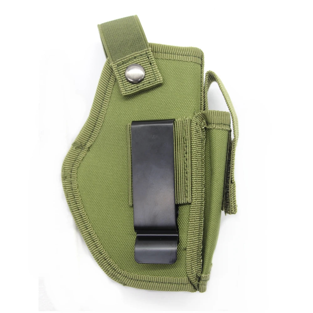 Tactical Universal Gun Holster - Left/Right Hand Waist Concealed Carry for Glock 17/19, Beretta M9, 1911, P226, 9mm Mag Pouch