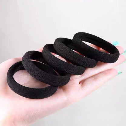 10/100PCS Black Elastic Hair Bands - Simple Rubber Scrunchies & Ponytail Holders for Women & Girls (2-5cm)