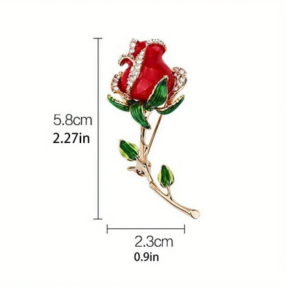 Luxury Tulip Flower Brooch Pin with White Stone – Elegant Rose Floral Jewelry for Women (2023 Design)