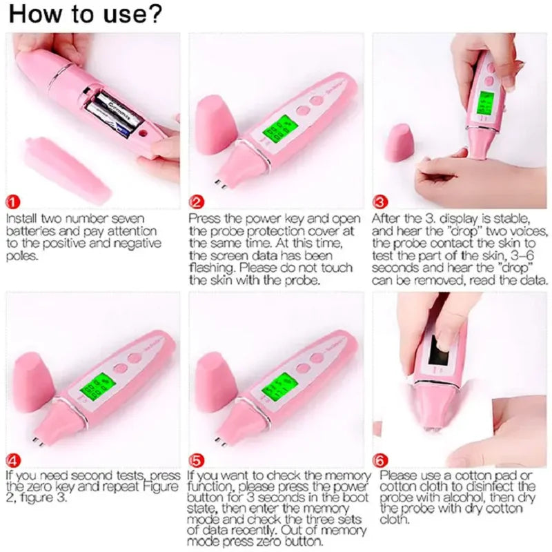 LCD Digital Skin Analyzer with Bio-Technology Sensor - Precise Oil & Moisture Tester for Skin Care Spa Monitoring
