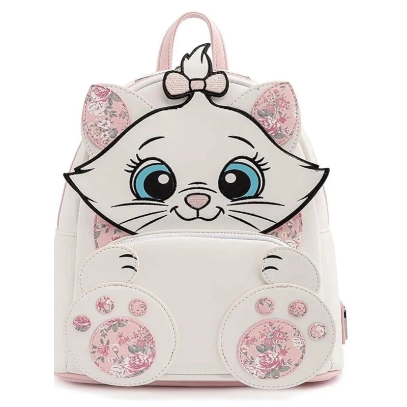 The Aristocats Marie Mini Backpack – Floral Print Schoolbag with Villains Scene, Maleficent & Sleeping Beauty Design for Kids