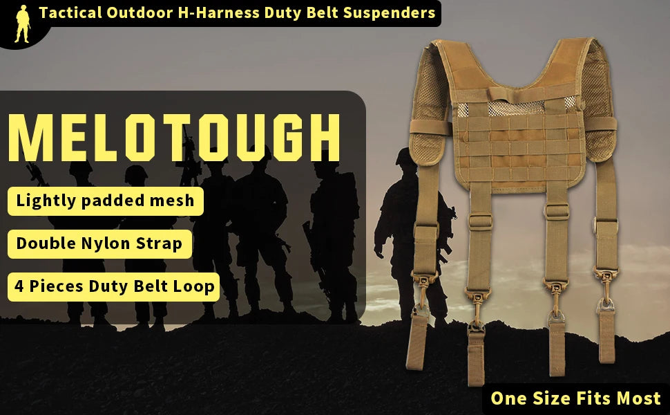 Tactical Police Suspenders — Adjustable Duty Belt Harness with 4 Tool Belt Loops for Law Enforcement