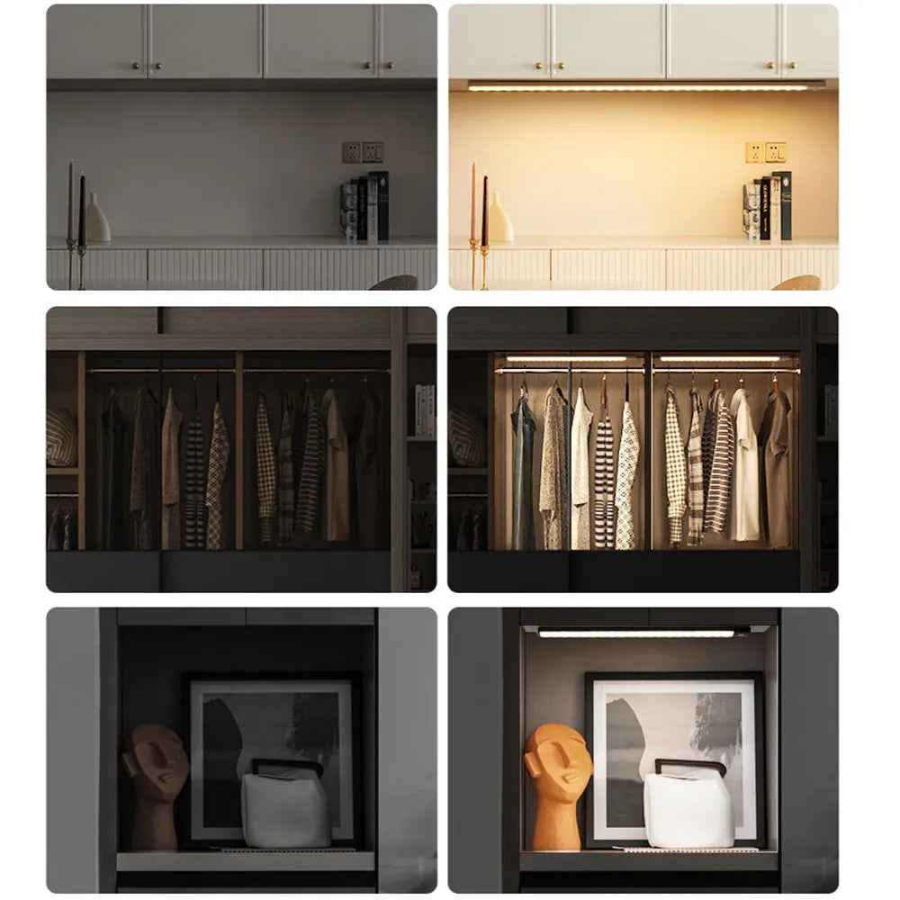 Convenient Illumination: Motion Sensor Wireless LED Night Light - USB Rechargeable Lamp for Cabinets, Wardrobes, Under Backlight - Perfect for Kitchen LED Lighting