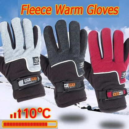Winter Warm Gloves - Plush Thickened Five-Finger Skiing, Cycling & Motorcycle Gloves for Men