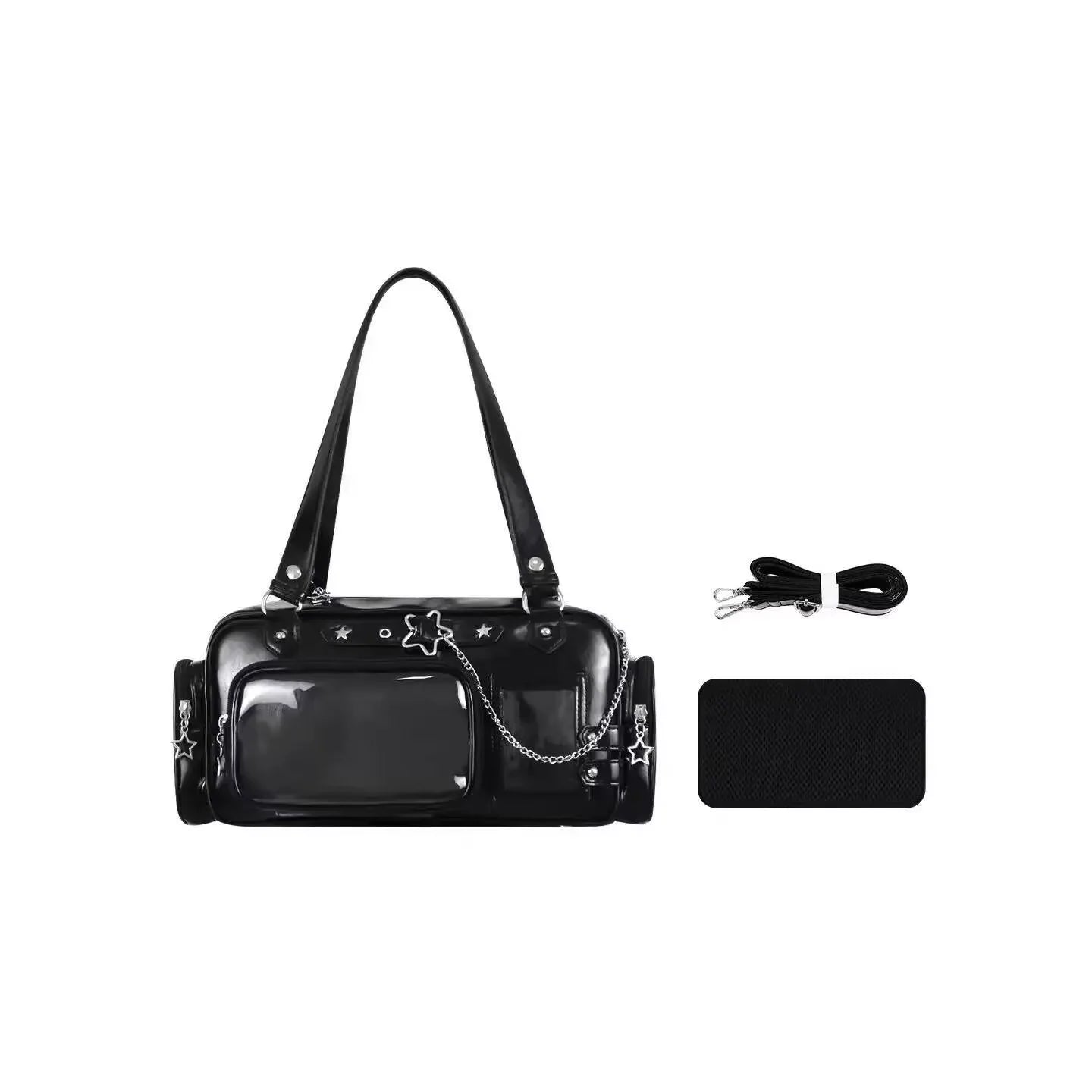 Y2K Star Chain Ita Bag - Transparent Large-Capacity Shoulder & Crossbody Display Bag