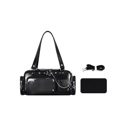 Y2K Star Chain Ita Bag - Transparent Large-Capacity Shoulder & Crossbody Display Bag