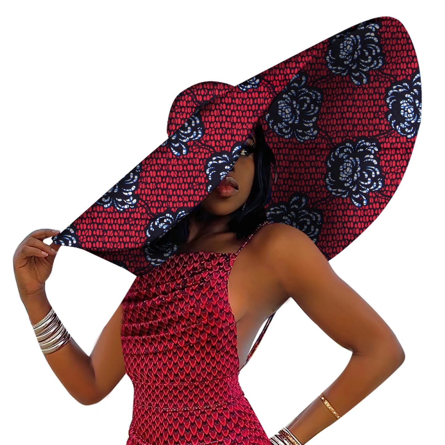African Ankara Sun Hat - Women's Large Brim Summer Beach Hat