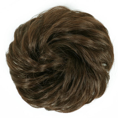 Azqueen Synthetic Messy Bun Chignon – Gray Brown Hair Bun Pad with Elastic Rope & Rubber Band Hair Extensions