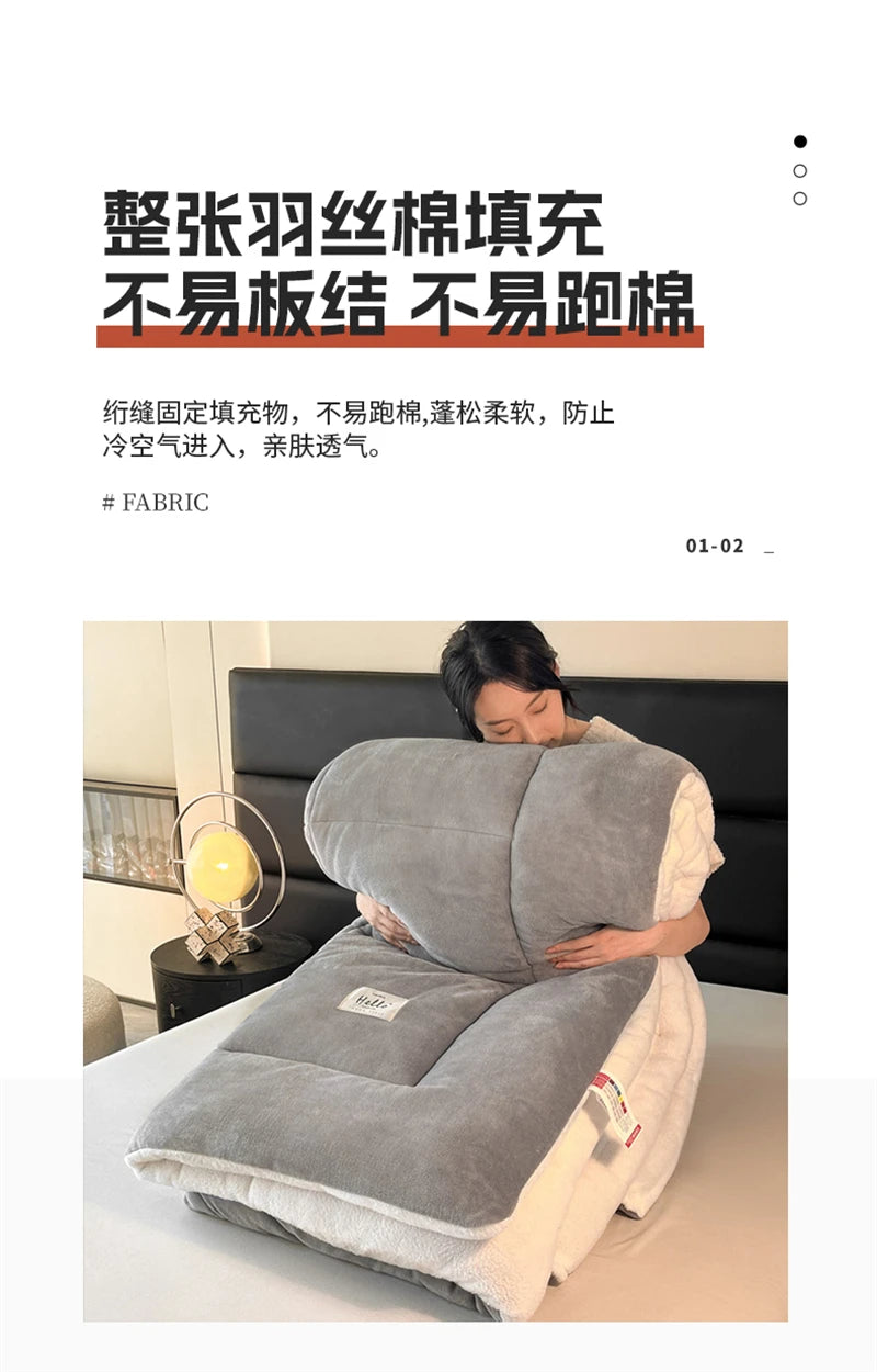 Thick Milk Fleece Winter Blanket – Warm Artificial Lamb Cashmere Weighted Comforter for Bed