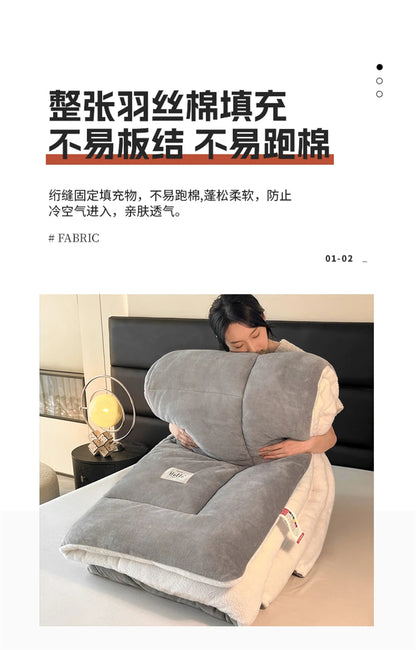Thick Milk Fleece Winter Blanket – Warm Artificial Lamb Cashmere Weighted Comforter for Bed