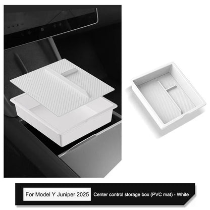 Tesla Model Y Juniper 2025 Center Console Armrest Organizer – Cup Holder & Storage Box Interior Upgrade Kit