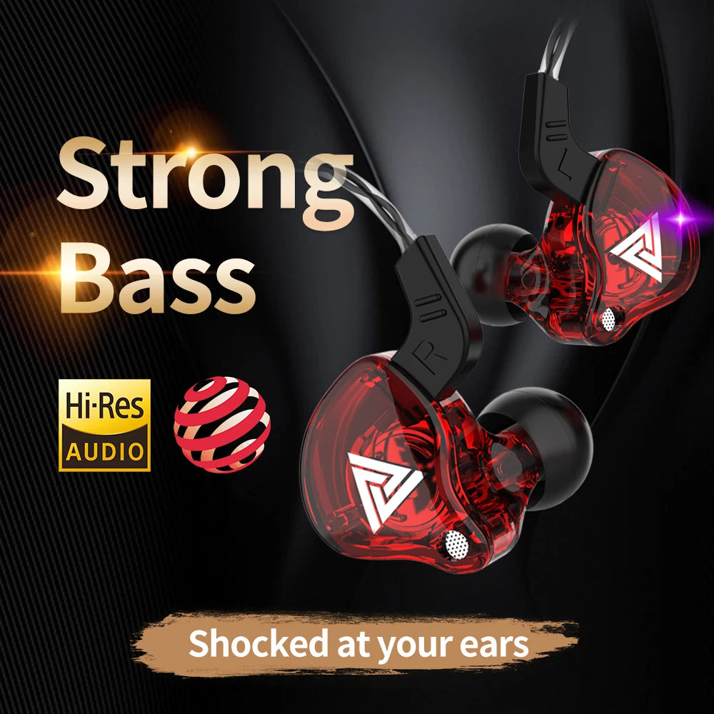 QKZ AK6 In-Ear Earphones - 6 Dynamic Drivers, Stereo Headphones with Mic, Sports HIFI Subwoofer Monitor Earbuds