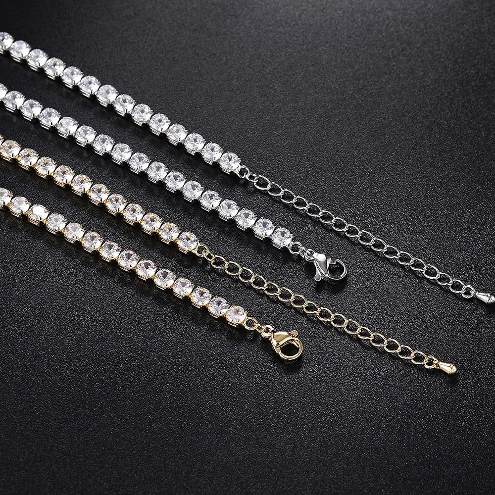 Luxury Iced Out Tennis Chain Choker Necklace – Cubic Zircon Crystal Hip Hop Jewelry for Women OHN016