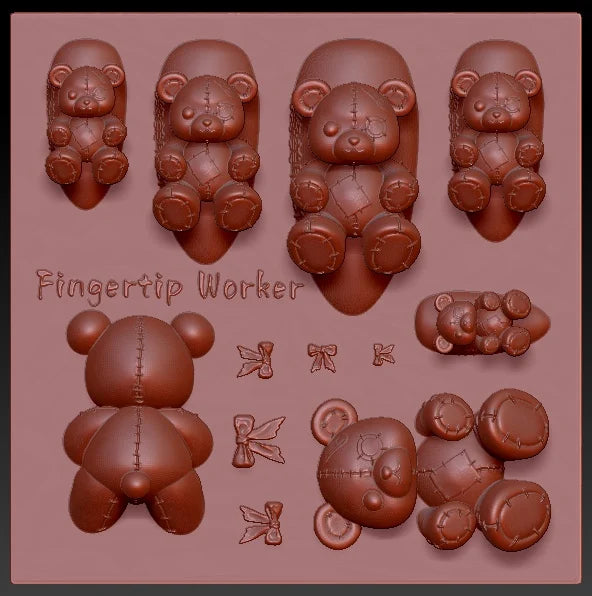 Snake Lolita Bow, Mushroom, Rose, Lotus, Bear 3D Acrylic Nail Mold - DIY Silicone Nail Decorations & Nail Art Products