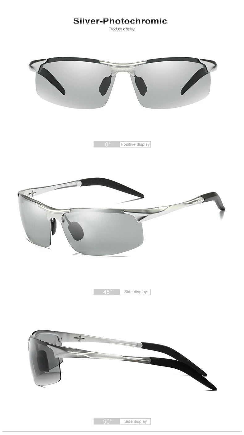 CLLOIO Aluminum Photochromic Sunglasses – Polarized Day & Night Chameleon Glasses for Men, Anti-Glare, UV Protection, Color Changing Sun Glasses