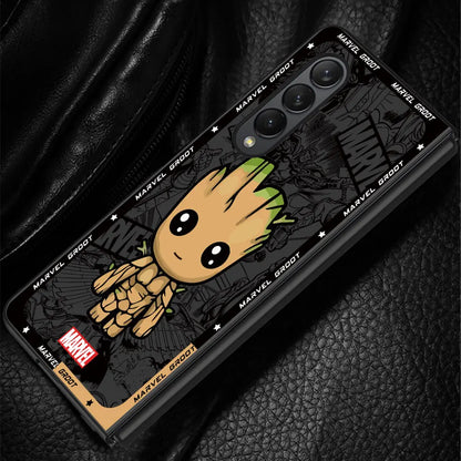 Cartoon Marvel Spiderman & Groot Case for Samsung Galaxy Z Fold 6/5/4/3 5G – Hard PC Shockproof Cover