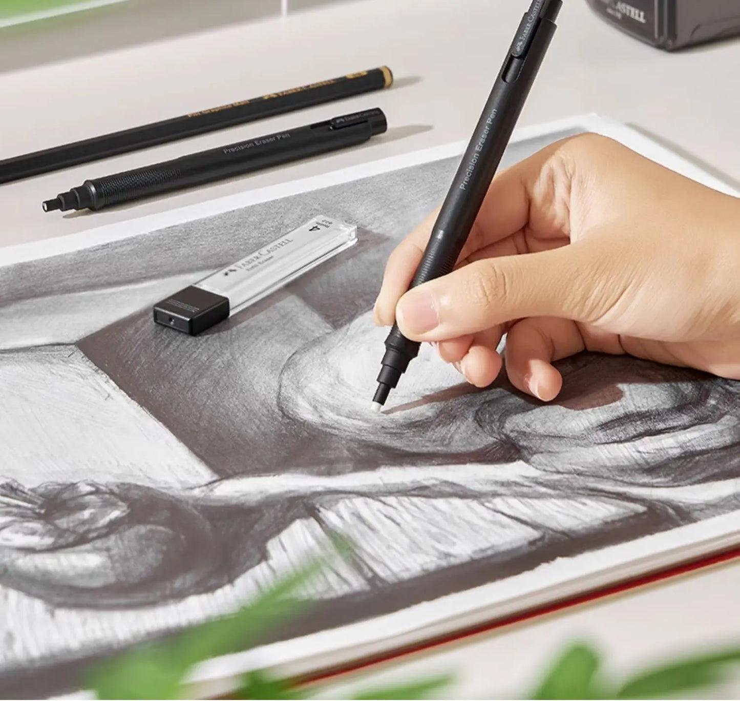 Faber-Castell Precision Tip Pen-Style Eraser – 2.5mm Refillable Retractable