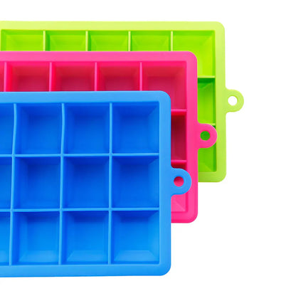 Silicone Ice Cube Mold – 15/24 Grid Square Trays with Lids for Ice Cream, Cold Drinks, Whiskey & Cocktails