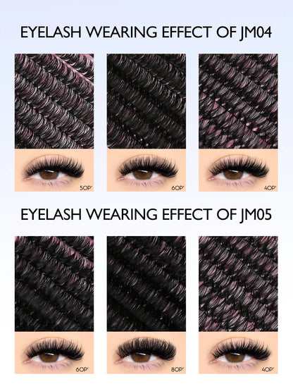 GROINNEYA Eyelash Clusters Kit – Large Capacity Wispy Individual Lashes for Natural DIY Extensions, Beginner-Friendly