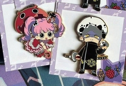Law, Trafalgar & Perona Enamel Pins – Anime Character Collectible Accessories