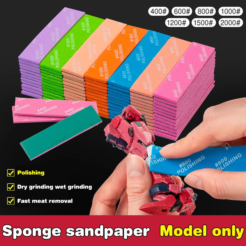 9PCS Model Building Sanding Stick Set MS-E400–1200 – Semi-Rigid Polishing Tools for Plastic Hobby Models