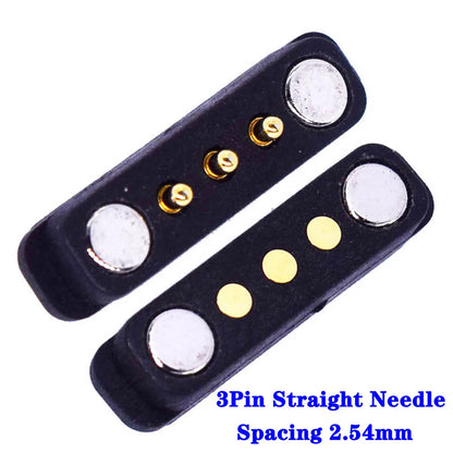 2-Pin Waterproof Magnetic Pogo Pin Connector - 2.8mm Pitch Spring-Loaded Male/Female DC Power Socket with Ears