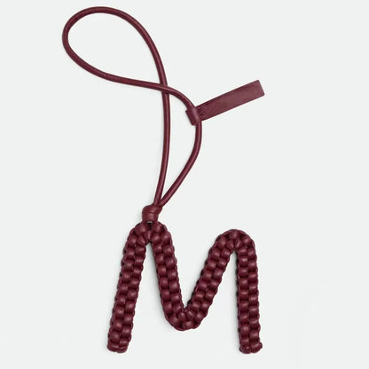 Woven Leather Letter Bag Charm – Luxury Handwoven Pendant Ornament for Women’s Handbags, Fashionable Bag Decoration Accessory
