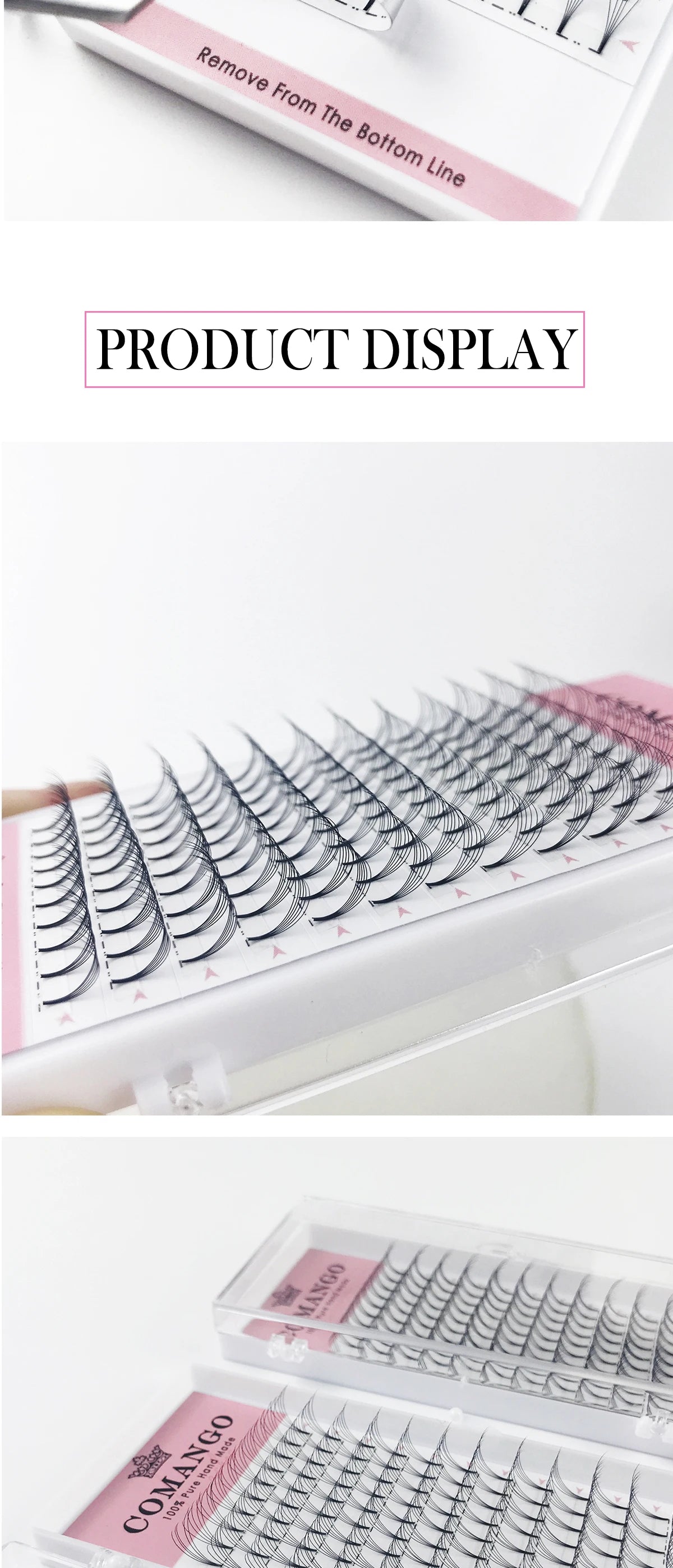 CoMango Premade Volume Fans Short Stem Russian Eyelash Extensions — 3D-10D Faux Mink Lashes Wholesale
