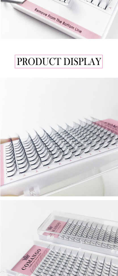 CoMango Premade Volume Fans Short Stem Russian Eyelash Extensions — 3D-10D Faux Mink Lashes Wholesale