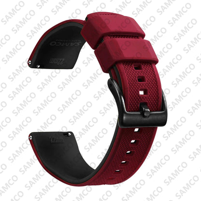 Quick-Release Silicone Watch Band - 18mm, 20mm and 22mm Rubber Replacement Strap for Huawei, Samsung Galaxy and Garmin Watches