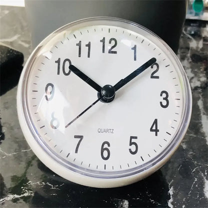 7cm Waterproof Anti-Fog Mini Suction Wall Clock – Quartz Round Shower Clock for Bathroom, Kitchen & Toilet Decor