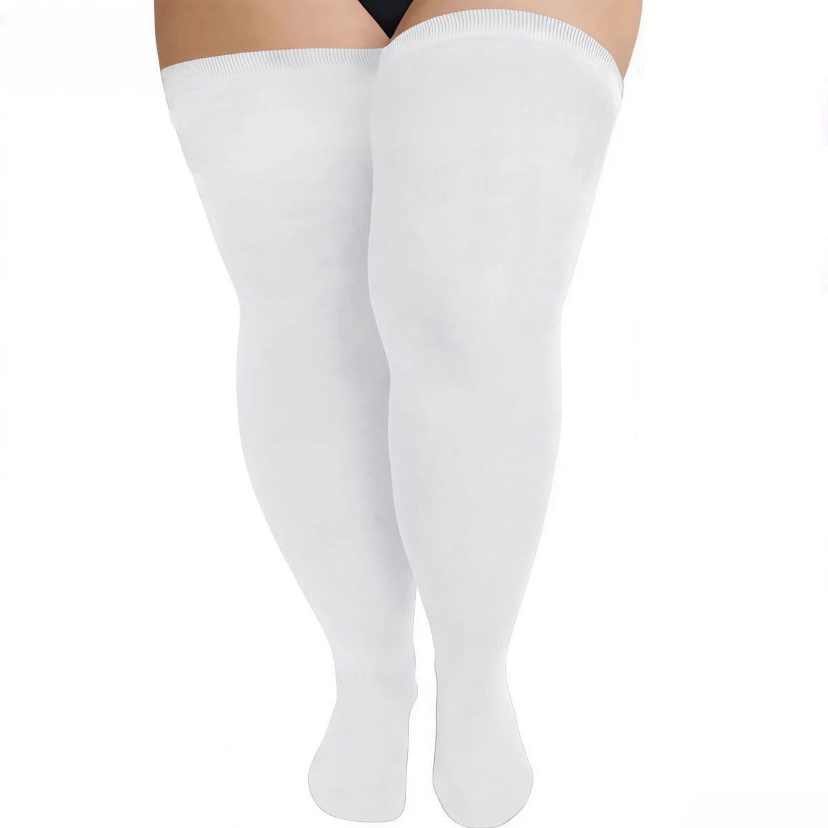 Oversized Women’s Leg Warmers - Thigh-High Over-Knee Socks in White or Black, Plus Size 3XL–5XL