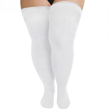 Oversized Women’s Leg Warmers - Thigh-High Over-Knee Socks in White or Black, Plus Size 3XL–5XL