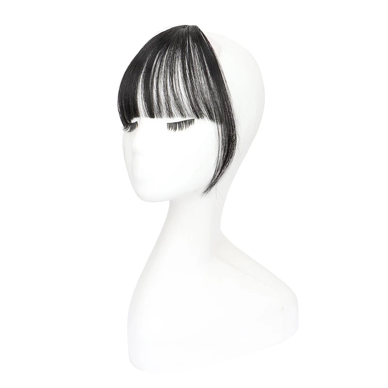 Synthetic Invisible Air Bangs Hair Extensions – Fake Front Fringe Hairpiece, Black & Brown Clip-In Bangs for Women