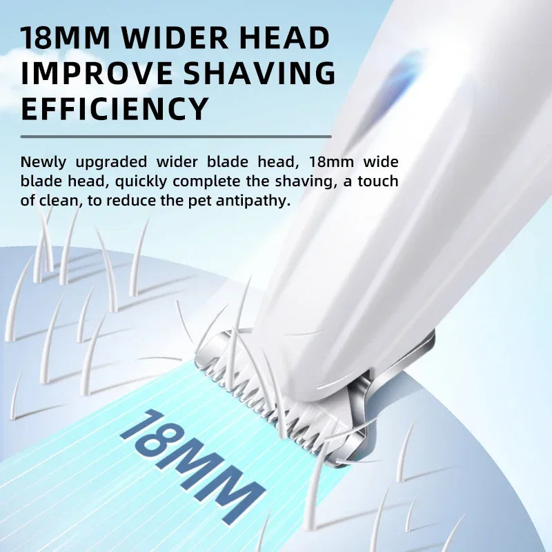 Type-C Dog Paw Trimmer - Waterproof Pet Hair Clippers with LED Light & Display, 18mm Wide Blade Grooming Tool