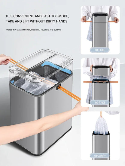 Smart Stainless Steel Trash Can – Automatic Wastebin for Kitchen & Home, 20-60L Large Capacity Garbage Bin