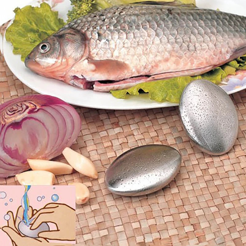 Stainless Steel Soap Shape Odor Remover - Deodorize Hands in Kitchen, Bathroom - Useful Tool for Smell Elimination