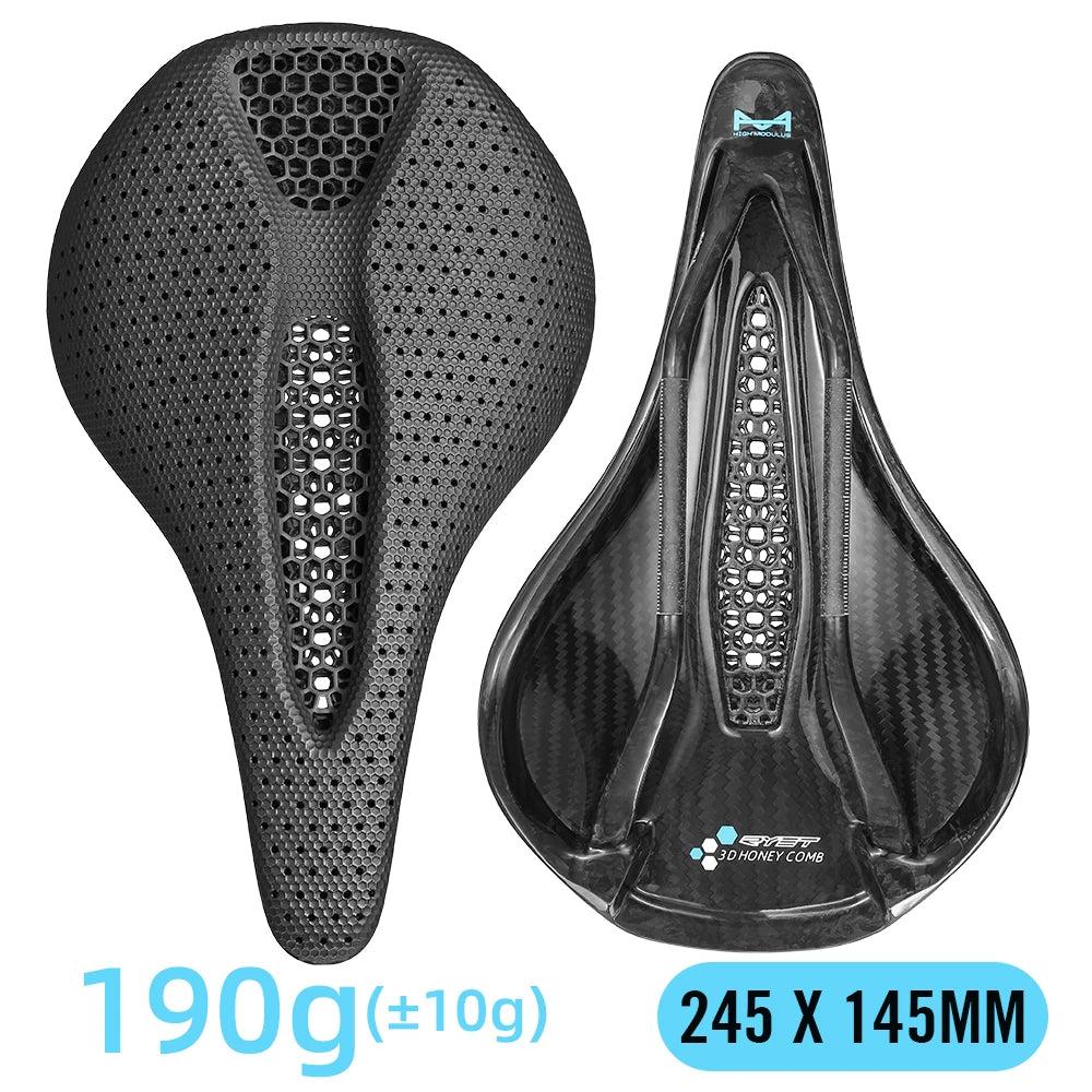 RYET Carbon 3D Printed Bike Saddle - 145/155mm Lightweight Cycling Seat for Road, MTB, Gravel & Triathlon Bikes