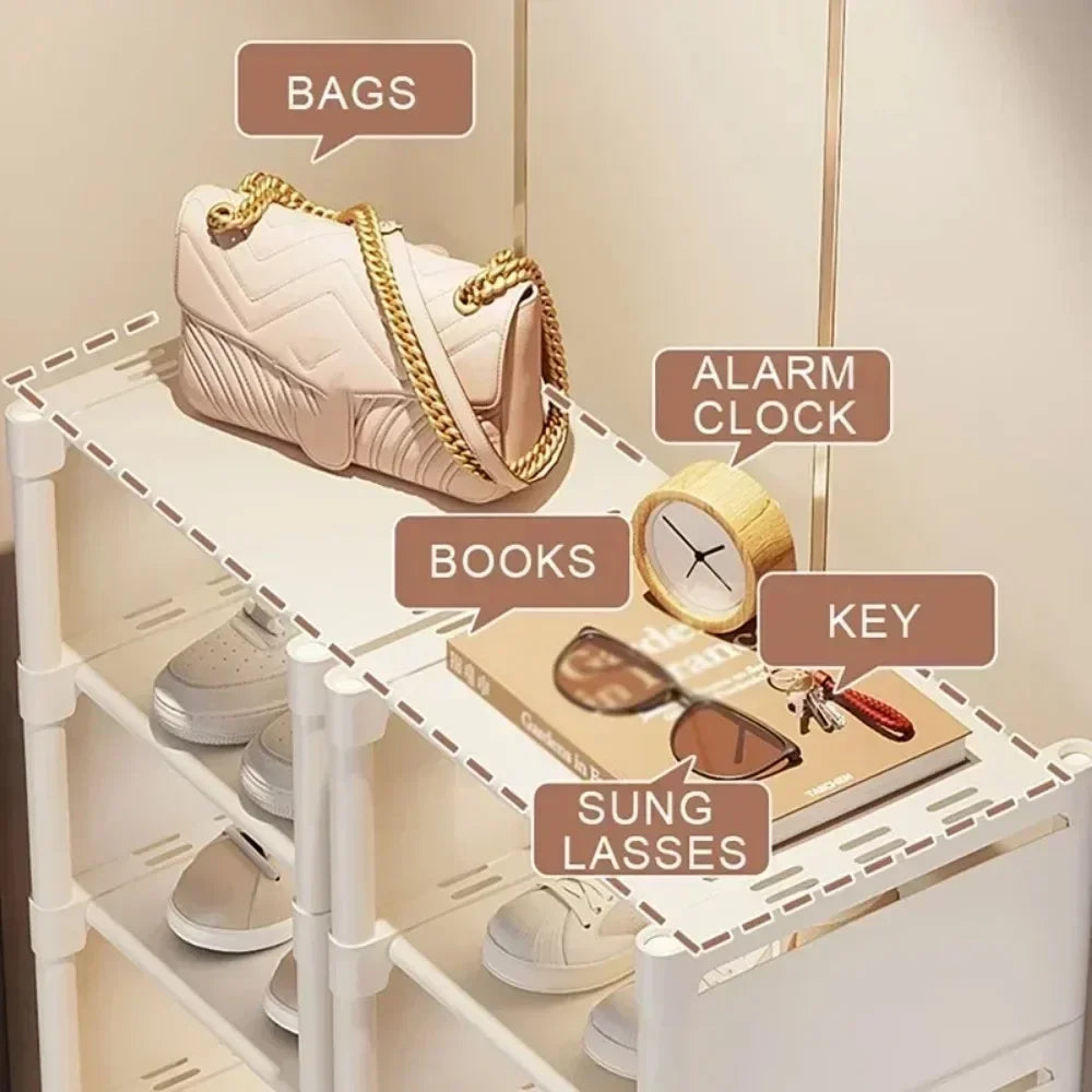 Stackable Shoe Organizer Rack – Adjustable, Space-Saving Shelf for Wall Corners | Multiple Layers Shoe Storage Solution