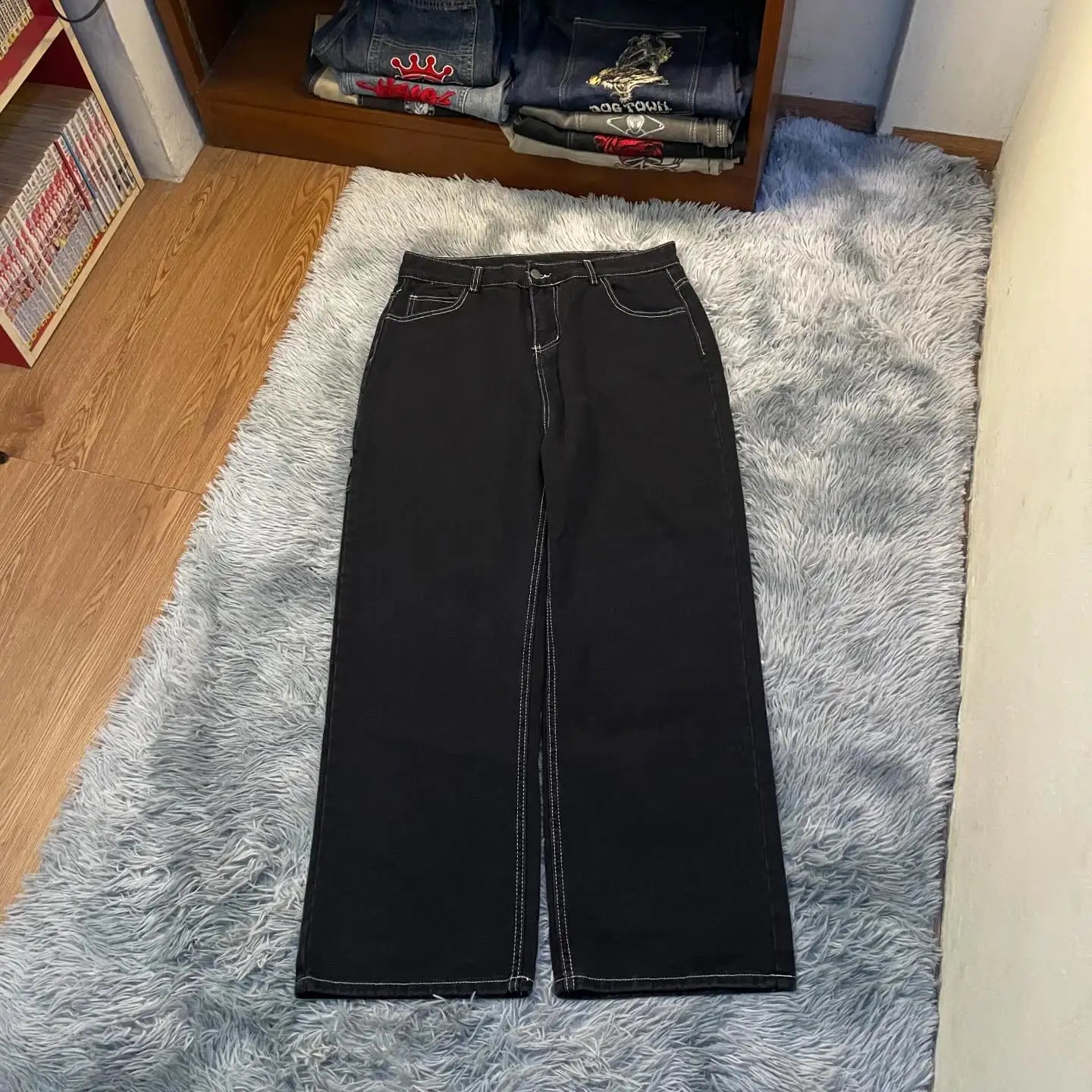 Y2K Embroidered Loose Jeans - Unisex Harajuku Streetwear Retro Hip-Hop Pants