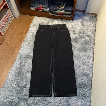 Y2K Embroidered Loose Jeans - Unisex Harajuku Streetwear Retro Hip-Hop Pants