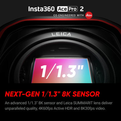 Insta360 Ace Pro 2 – 8K Waterproof Action Camera Co-Engineered with Leica, 1/1.3" Sensor, Dual AI Chip, Superior Low Light Performance