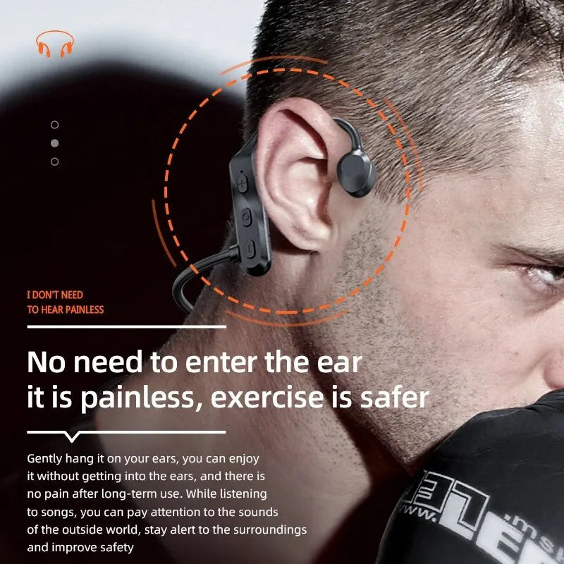 K69 Bone Conduction Earphones: Bluetooth Hifi Music Headphones, Sport Ear-hook Wireless Headsets with Mic, Waterproof Earbuds