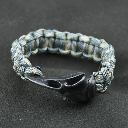 Odin Crow Skeleton Viking Bracelet - Norse Rune Bead Paracord Rope Valknut Eagle Pendant Amulet Jewelry Gift