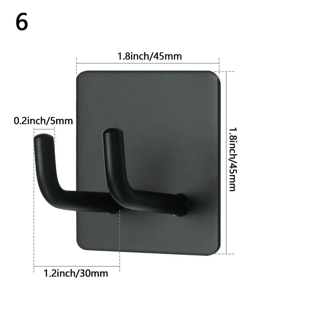 Stainless Steel Wall-Mounted Robe Hook - Rustproof Adhesive Towel and Coat Hanger for Bathrooms and Kitchens